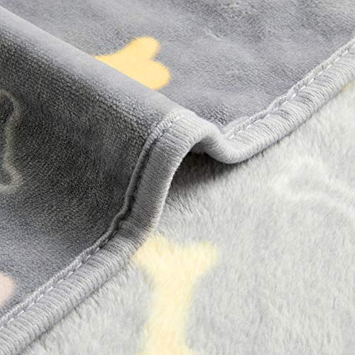 Allisandro Luxurious Dog Blanket, 350 GSM Super Fuzzy Microplush Fleece Pet Blankets for Small Medium Large Dogs and Cats, Grey Bone, 40 x 32 Inches - color: Grey Bone, size: 40" x 32"