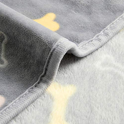 Allisandro Luxurious Dog Blanket, 350 GSM Super Fuzzy Microplush Fleece Pet Blankets for Small Medium Large Dogs and Cats, Grey Bone, 40 x 32 Inches - color: Grey Bone, size: 40" x 32"