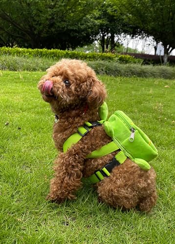 Dog Backpack Harness with Leash, Adjustable Dog Harness Backpack for Small Dogs, Cute Turtles Shape Bag Pet Carrier Backpacks for Hiking Training and Daily Walking - color: Green