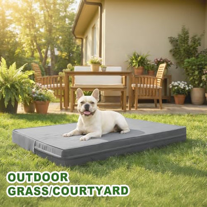 Vonabem Outdoor Waterproof Dog Bed Washable, Medium Crate Pad 30 inch, Wipeable Leather Puppy Bed with Removable Cover Reversible, Foam Durable Anti-Slip Pet Kennel Pads 29"x18" Grey - color: Grey, size: M(29x18x3)