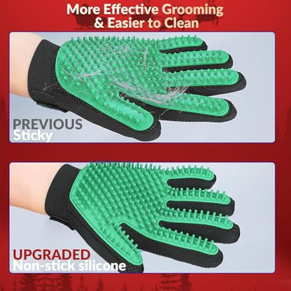 Pet Hair Remover Glove - Gentle Pet Grooming Glove Brush - Deshedding Glove - Massage Mitt with Enhanced Five Finger Design - Perfect for Dogs & Cats with Long & Short Fur - 1 Pack (Right-hand), Green - color: Green