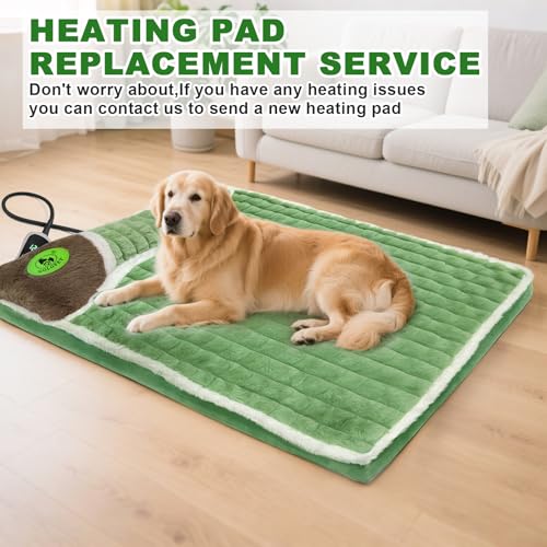 GOLOPET Cat Heating Pad 28x18 in Pet Heating Pads for Cats，Waterproof Smart Thermostat Switch, Adjustable Heated Cat Bed (Green, 34.0" L x 23.0" W x 0.5" Th) - color: green, size: 34 x 23 in