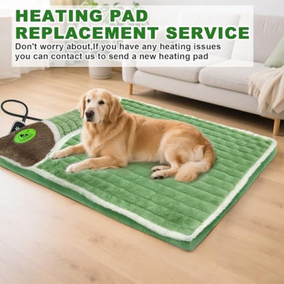 GOLOPET Cat Heating Pad 28x18 in Pet Heating Pads for Cats，Waterproof Smart Thermostat Switch, Adjustable Heated Cat Bed (Green, 34.0" L x 23.0" W x 0.5" Th) - color: green, size: 34 x 23 in