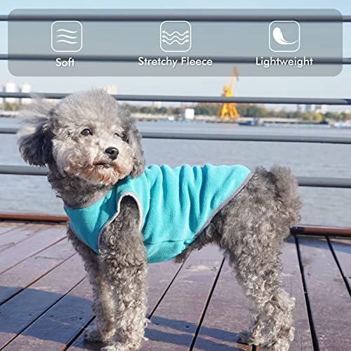 cyeollo 2 Pack Dog Sweatshirts Fleece Jacket with Reflective Stripe Pullover Stretchy Doggie Sweater Soft Pet Clothes Lightweight Dog Sweaters for Small Dogs, Teal & Grey M - color: 1# Teal & Grey, size: Medium