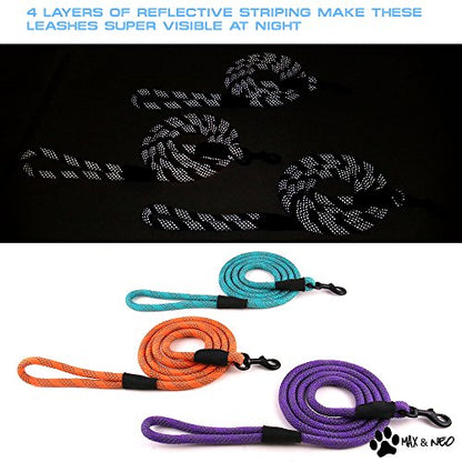 Max and Neo Rope Leash Reflective - 6 FT x 1/2" Purple, Donate a Leash to Dog Rescue - color: PURPLE