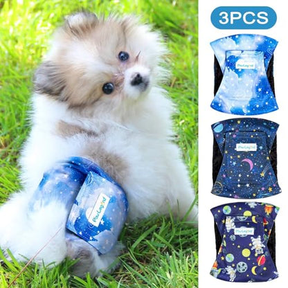 Paw Legend Washable Dogs Diapers Male Dog Belly Bands for Male Dogs Diapers Reusable Puppy & Doggie Diapers Male - color: Space Pattern, size: X-Small