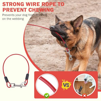 SCENEREAL Retractable Dog Leash for Small Medium Large Dogs up to 110lbs, 26ft 360° Tangle-Free Nylon Tape with Anti-Chewing Wire Rope&Waste Bag Dispenser, Heavy Duty Long Durable One-Handed Brake - color: Chew Proof (Black & Red /26ft)