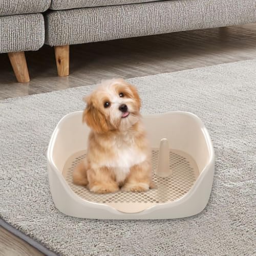 Dog Toilet - Indoor Potty Tray with Mesh Grids, Cleaning Tool Included - White Medium - color: White Medium