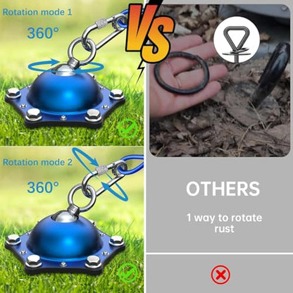 TOPKNOT Dog Tie Out Cable and Stake(up to 200lbs),with 2x20FT Heavy Duty Cables,360°Swivel Dog Run Anchor- No Tangle,Runner for Yard,for Outdoor Camping