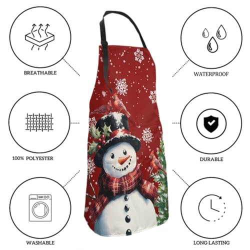 Sweetshow Cute Dog Apron with 2 Pockets and Adjustable Neck Waterproof Kitchen Cooking Dog Grooming Aprons for Women Men - color: Snowman