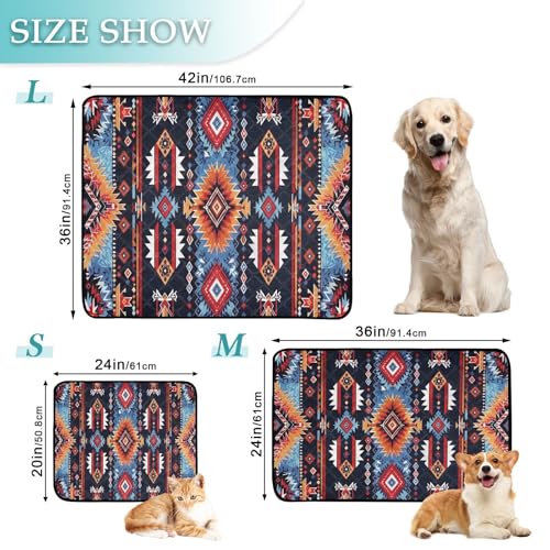 Qilmy Aztec Pet Mat, Waterproof Reusable Dog Training Pad Anti-Slip Pet Creat Pad for Small Medium Large Dogs and Cats - size: Smallx3