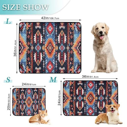 Qilmy Aztec Pet Mat, Waterproof Reusable Dog Training Pad Anti-Slip Pet Creat Pad for Small Medium Large Dogs and Cats - size: Medium+Large