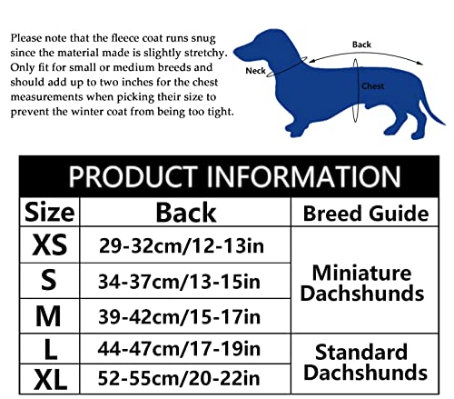 Dachshund Coats Waterproof Suitable for Dachshunds Weiner Dog Winter Coat with Fleece Puppy Snowsuit with Adjustable Bands Reflective Stripe Navy Small - color: Navy, size: Small