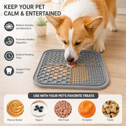 Dog Slow Feeder Pad with Suction Cups for Dogs & Cats, Silicone Feeding Mat for Bath Grooming, Anxiety Relief, Dishwasher Safe (4, Pastel Mix) - color: Pastel Mix