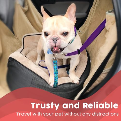 Doggy Car Headrest Restraint, Animal Safety Seat Belt Strap, Adjustable Nylon Fabric Harness for Dog, Easy Vehicle Travel with Pet, Durable Zipline & Tether Backseat for Traveling, 2 Count - Purple