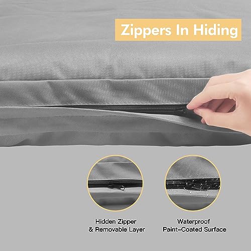 Waterproof Dog Bed Cover, Large Dog Beds with Washable Indoor/Outdoor Cover with Zipper, Replacement Removable 46x29x4 Inches (Gray) - size: 46.0"L x 29.0"W x 4.0"Th
