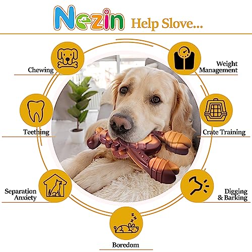 NEZIN Dog Chew Toys, Indestructible Dog Toys for Aggressive Chewers, Tough Dog Toys, Durable Dog Chew Toys for Large Medium Breed, Interactive Dog Toys with Real Beef Flavor (Lobster) - color: Lobster
