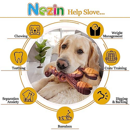 NEZIN Dog Chew Toys, Indestructible Dog Toys for Aggressive Chewers, Tough Dog Toys, Durable Dog Chew Toys for Large Medium Breed, Interactive Dog Toys with Real Beef Flavor (Lobster) - color: Lobster