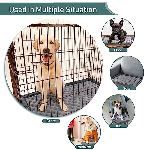 Large Dog Crate Pad 36 inch Gray Memory Foam Dog Kennel Bed Soft Flannel Washable Anti Slip Puppy Sleeping Mat,Grey - color: Grey, size: Large
