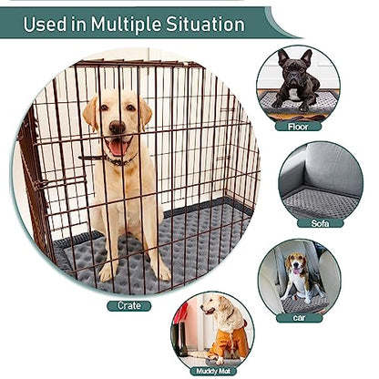 Large Dog Crate Pad 36 inch Gray Memory Foam Dog Kennel Bed Soft Flannel Washable Anti Slip Puppy Sleeping Mat,Grey - color: Grey, size: Large