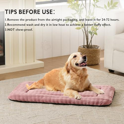 Dog Bed Mat Crate Pad for Large Dogs, Washable Soft Pet Sleeping Mat Kennel Pad with 3D Bubble Pattern, Dusty Pink, 42"x 28" - color: Dusty Pink, size: 42"L x 28"W x 1.5"Th