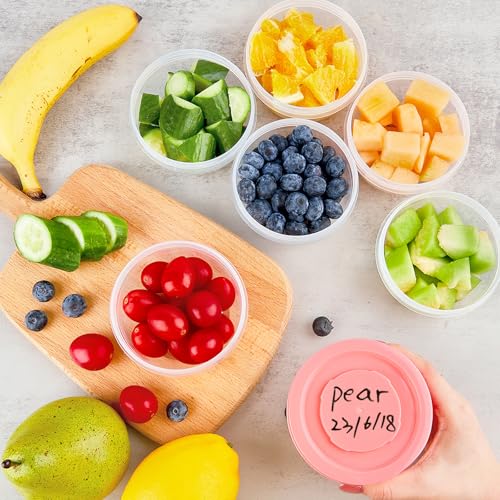 TOFLEN Reusable Small Freezer Containers 5 Oz Plastic Food Storage Containers with Screw On Lids, Leakproof & Airtight, Freezer Safe, Dishwasher Safe, Set of 12 Multicolor - size: 5 oz*12