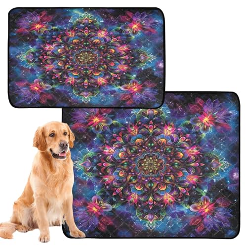 Qilmy Mandala Pet Mat, Waterproof Reusable Dog Training Pad Anti-Slip Pet Creat Pad for Small Medium Large Dogs and Cats - size: Smallx3