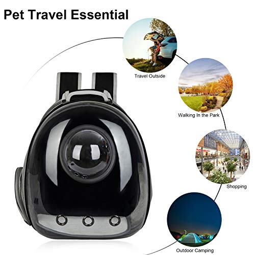 AJY Black Cat Carrier Dog Carrier Backpack, Pet Carrier Back Pack Pack for Small Medium Cat Puppy Doggie, Dog Body Carrying Bag Travel Space Capsule for Travel, Hiking, Walking & Outdoor Use