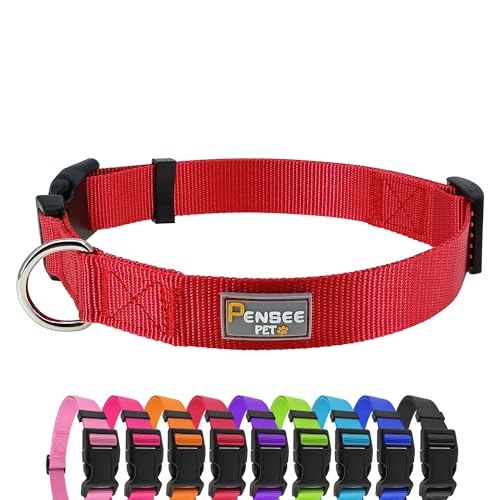Red Dog Collar Basic Adjustable Dog Collars for Puppy Small Medium Large Dogs Girls with Breathable Quick Release Nylon Pet Collar - color: Red, size: Small,Neck 10-14.5"(Pack of 1)