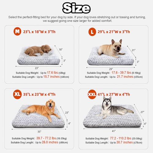 Dog Bed Medium Size Dog Deluxe Plush, Washable Medium Dog Beds, Indestructible Dog Crate Pad, Anti-Slip Soft Pet Bed, Comfy Kennel Pad for Large, Jumbo, Small, Medium Dogs, 29"x 21"-L, Light Gray - color: Light Grey, size: 29"L x 21"W x 3"Th