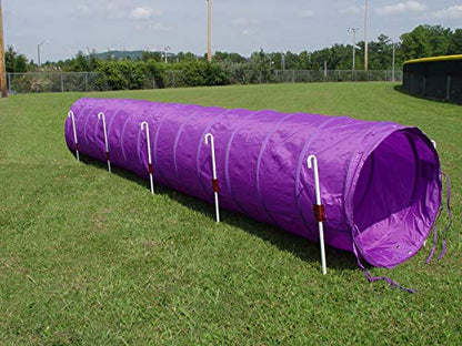 14' Dog Agility Tunnel with Stakes, Multiple Colors Available (Purple) - color: Purple
