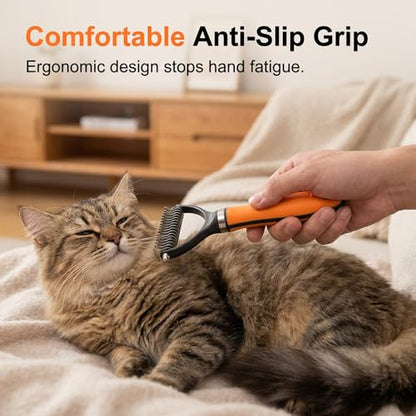 Double-Sided Self-Cleaning Pet Grooming Brush,2026 New Ergonomic Undercoat Rake,Gentle Detangler Brush for Long Thick Pet Hair,Professional Grooming Tool (Green-19Teeth/19Teeth) - color: Green-19Teeth/19Teeth