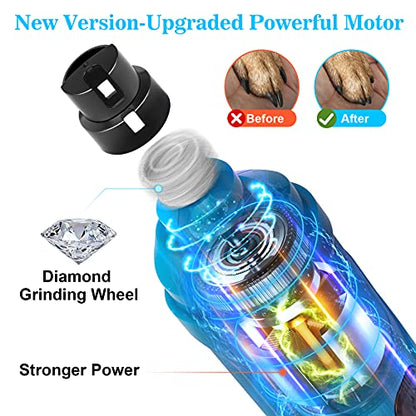 BOUSNIC Dog Nail Grinder with 2 LED Light - Super Quiet Pet Nail Grinder Powerful 2-Speed Electric Dog Nail Trimmer File Toenail Grinder for Puppy Small Medium Large Breed Dogs & Cats (Blue) - color: Blue