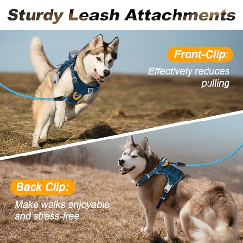 BARKBAY Service Dog Vest Tactical Dog Harness Medium Large Sized Dog No Pull Adjustable Dog Harness Reflective K9 Working Training Easy Control Military Molle System(Legion Blue,L) - color: Legion Blue, size: Large