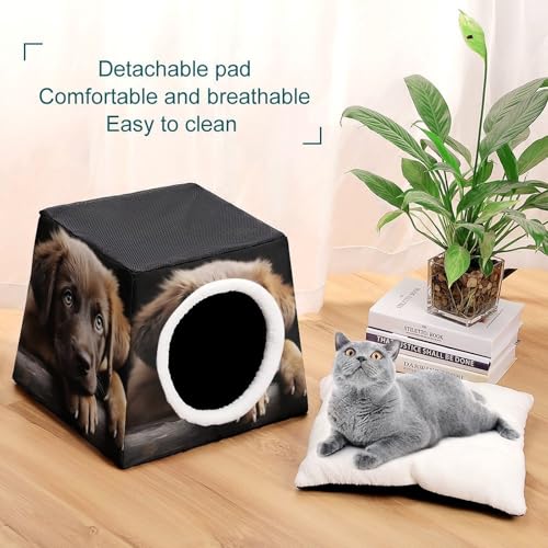 Collapsible Soft Dog Crate Pet Kennel Houses Puppies Dog Printed Lightweight Travel Crate Kennel Indoor & Outdoor, 13.8"x13.8"x11.8"