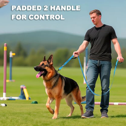 Heavy Duty Double Handle Dog Leash 6 ft Long for Total Control, Padded 2 Handle, Reflective Training Lead for Medium Large Dogs (Sky Blue, 6 FT) - color: Sky Blue