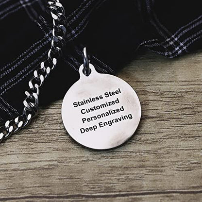 Deep Engraved Dog ID Tag Stainless Steel Personalized Customized Unique Pet ID Card Wolf Round (Large) - size: Wolf L