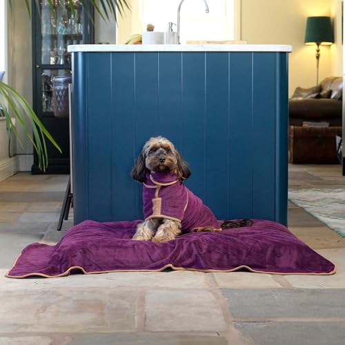 Lucky Pooch® Dog Robe - Luxurious Dog Bathrobe - Ultra Absorbent Dries Your Dogs in Minutes! Double-Layer, Super Soft Towel and Bath Robe All in One (M, Plum) - color: Plum, size: M