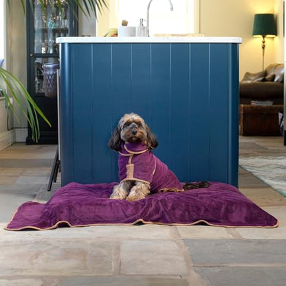 Lucky Pooch® Dog Robe - Luxurious Dog Bathrobe - Ultra Absorbent Dries Your Dogs in Minutes! Double-Layer, Super Soft Towel and Bath Robe All in One (M, Plum) - color: Plum, size: M