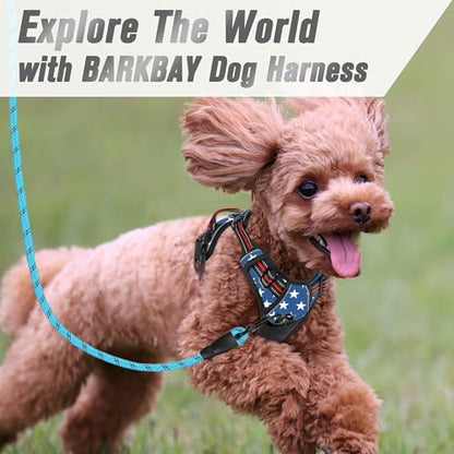 BARKBAY No Pull Dog Harness Front Clip Heavy Duty Reflective Easy Control Handle for Large Dog Walking(Star,XS) - color: Blue Star, size: X-Small(Chest:15.5-19.5”)