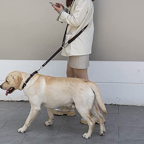 Leather Dog Leash Traffic 6ft Heavy Duty Training for Large Medium Small Breed Dog Brown Double Handle Pet Leashes (6FT * 4/5", Brown) - color: Dark Drown, size: 6FT * 4/5"