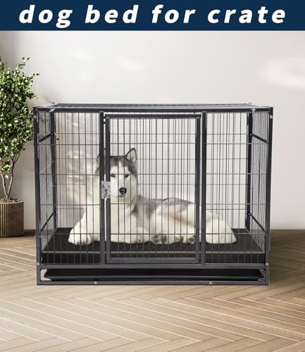 Waterproof Vinyl Leather Dog Bed for Small Dogs, Wipeable Dog Pad, Easy to Clean, Pet Hair Resistant Kennel Bed - color: Black, size: 28"L x 19"W x 3"Th