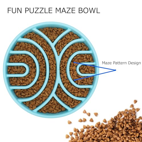 WHIPPY Slow Feeder Anti-Choking Maze Bowl - Anti-Slip Interactive Puzzle Feeder for Large Medium Dogs, Blue - color: blue