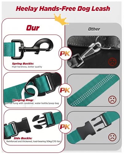Hands Free Dog Leash, 5.9-8.2ft Multifunctional Crossbody Rope with Explosion-Proof Handle and Adjustable Training Hands Free Leash for Medium Dog Walking Running Hiking Travel Blue-Green - color: Teal