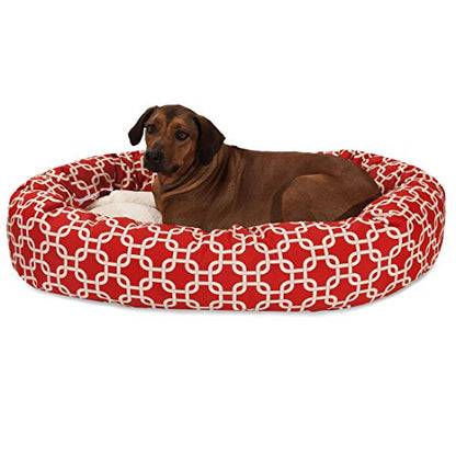 Majestic Pet 52 Inch Links Sherpa Calming Dog Bed Washable – Cozy Soft Round Dog Bed with Spine for Head Support - Fluffy Donut Dog Bed 52x35x11 (inch) – Round Pet Bed X- Large - RED - color: Red, style: 52 in.