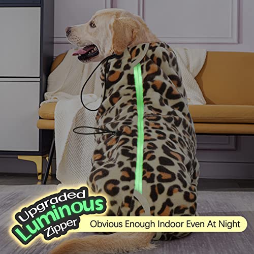 ROZKITCH Dog Winter Pajamas, Pet Windproof Warm Cold Weather Jacket Vest with Luminous Zipper, Jumpsuit Apparel Outfit Clothes for Small Medium Large Dog Brown S - color: Leopard Brown, size: S