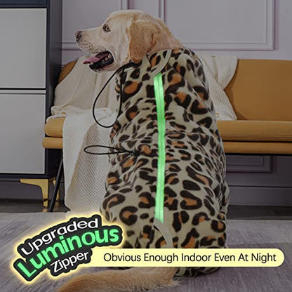 ROZKITCH Dog Winter Pajamas, Pet Windproof Warm Cold Weather Jacket Vest with Luminous Zipper, Jumpsuit Apparel Outfit Clothes for Small Medium Large Dog Brown S - color: Leopard Brown, size: S