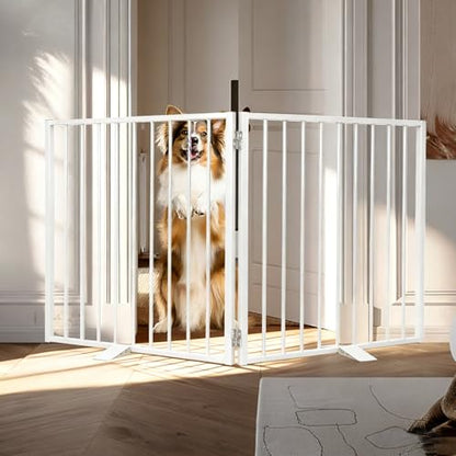 Snagle Paw Extra Wide Dog Gate,Free Standing Dog Fence with Door, Up to 52 Inch Wide Pet Gate with Support Feet for Stairs, Hallways, Doorways, Yard (White, 2 Panels) - size: Up to 52" W, 2 Panels, White