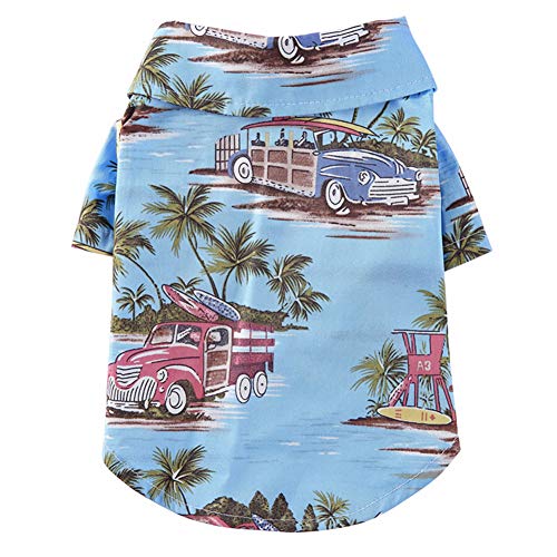 Tangpan Summer Pet Daisy Hawaiian Beach Plaid Print Shirts Clothes for Dog Blue XL - color: Blue, size: X-Large