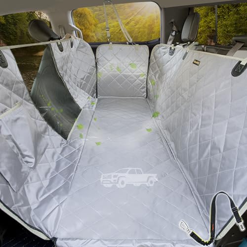 Truck Seat Cover for Dogs 100% Waterproof Back Seat Cover for Crew Cab Machine Washable X-Large Pet Hammock with Side Flap Against Dirt and Fur for Large SUV and Truck Dog Seat Protector - color: GRAY, size: Truck